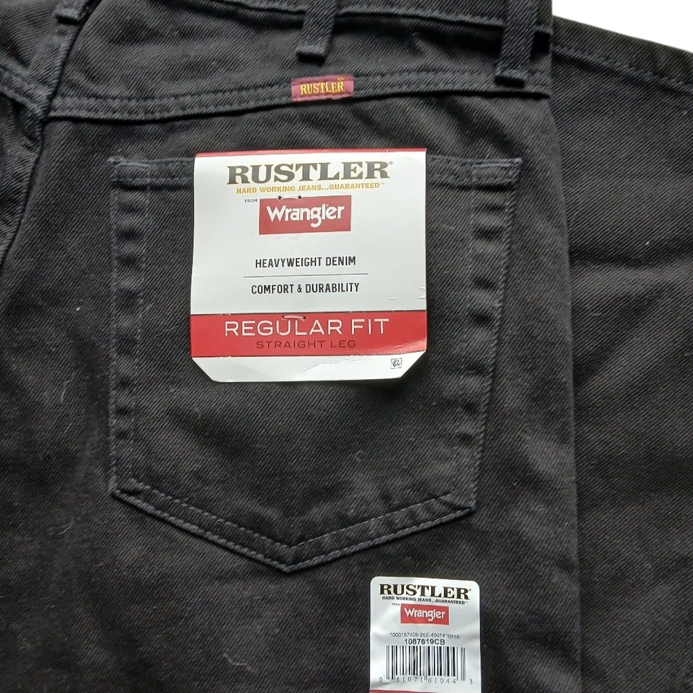 Rustler Men's Size 34×32 Dark Denim Regular Fit Jeans - Picture 3 of 7